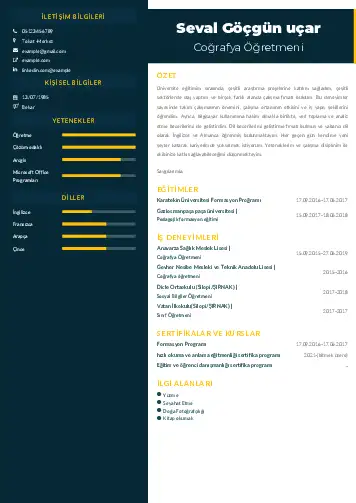 Coğrafya Öğretmeni CV Örnekleri cv indir